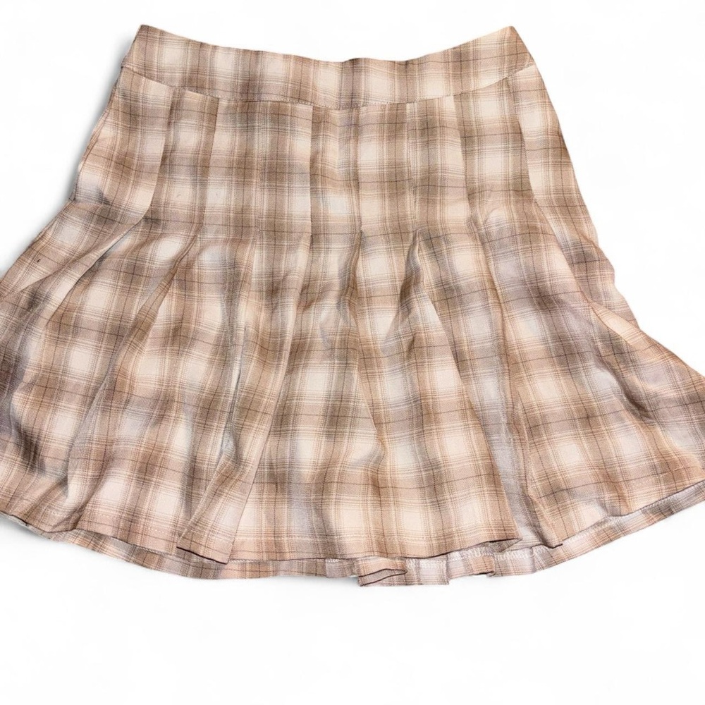 SHEIN Plaid Tan Skirt